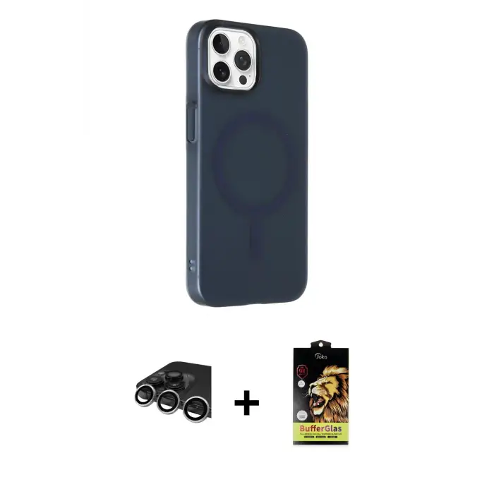 ieg™ iPhone 14 Pro Max Kılıf Çekirdek Modern Prime - Siyah Buffer Cam Ekran Koruyucu + Raze Metal Kamera Lens - GS