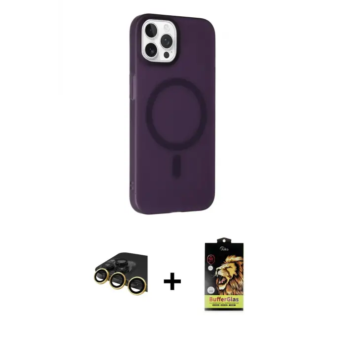 ieg™ iPhone 14 Pro Max Kılıf Çekirdek Modern Prime - Siyah Buffer Cam Ekran Koruyucu + Raze Metal Kamera Lens - GD