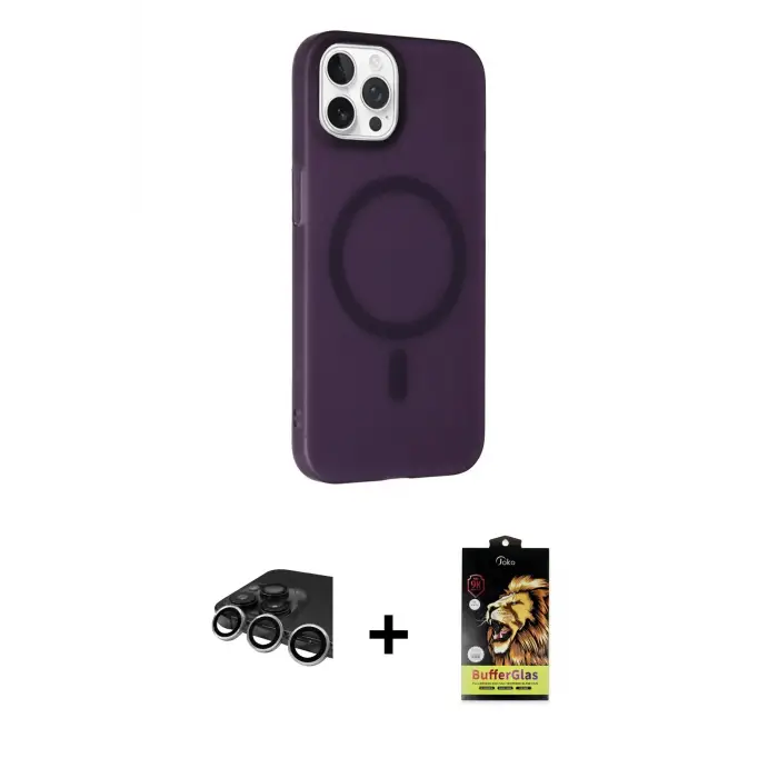 ieg™ iPhone 14 Pro Max Kılıf Çekirdek Modern Prime - Siyah Buffer Cam Ekran Koruyucu + Raze Metal Kamera Lens - GS