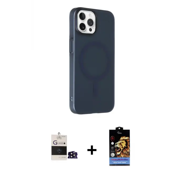ieg™ iPhone 14 Pro Max Kılıf Çekirdek Modern Prime - Siyah Buffer Hayalet Cam Ekran Koruyucu + Bilvis Titan Kamera Lens - SH