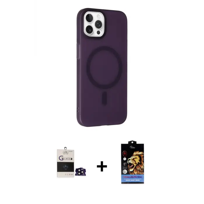 ieg™ iPhone 14 Pro Max Kılıf Çekirdek Modern Prime - Siyah Buffer Hayalet Cam Ekran Koruyucu + Bilvis Titan Kamera Lens - SH