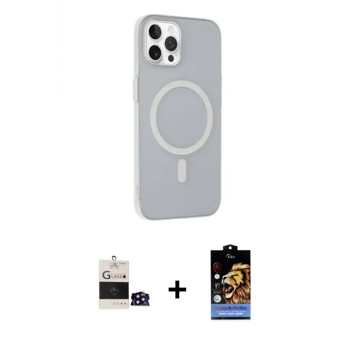 ieg™ iPhone 14 Pro Max Kılıf Çekirdek Modern Prime - Siyah Buffer Hayalet Cam Ekran Koruyucu + Bilvis Titan Kamera Lens - SH