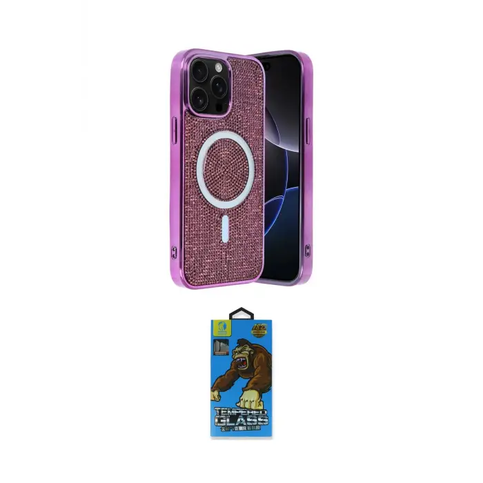 ieg™ iPhone 14 Pro Max Kılıf Eksen Çizgi - Siyah 18D Cam Ekran Koruyucu