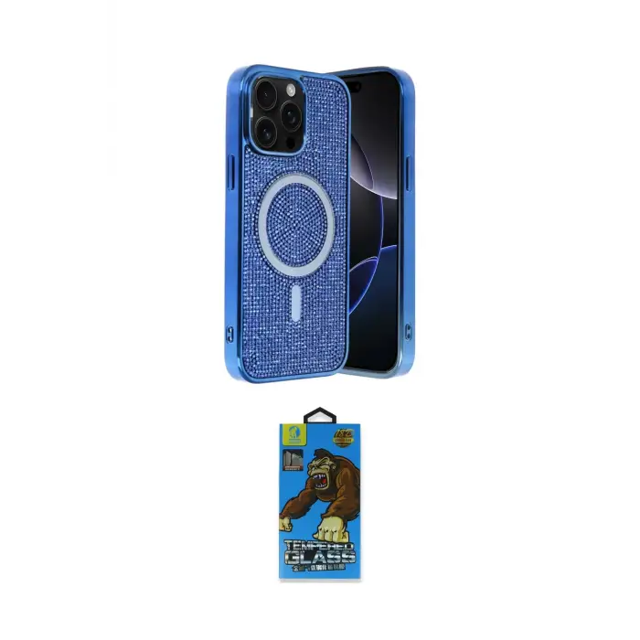 ieg™ iPhone 14 Pro Max Kılıf Eksen Çizgi - Siyah 18D Cam Ekran Koruyucu