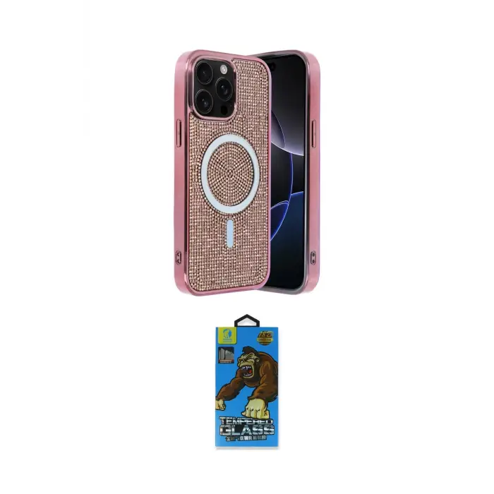 ieg™ iPhone 14 Pro Max Kılıf Eksen Çizgi - Siyah 18D Cam Ekran Koruyucu