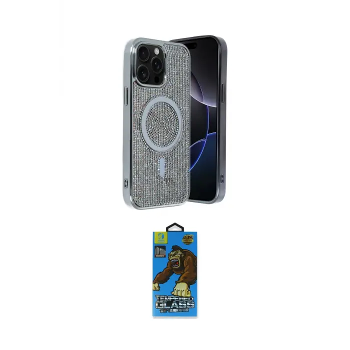 ieg™ iPhone 14 Pro Max Kılıf Eksen Çizgi - Siyah 18D Cam Ekran Koruyucu