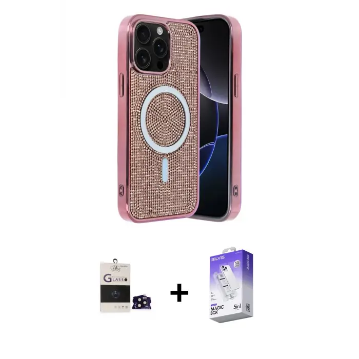 ieg™ iPhone 14 Pro Max Kılıf Eksen Çizgi - Siyah Bilvis 5in1 3D Magic Cam Ekran Koruyucu + Bilvis Titan Kamera Lens - SH