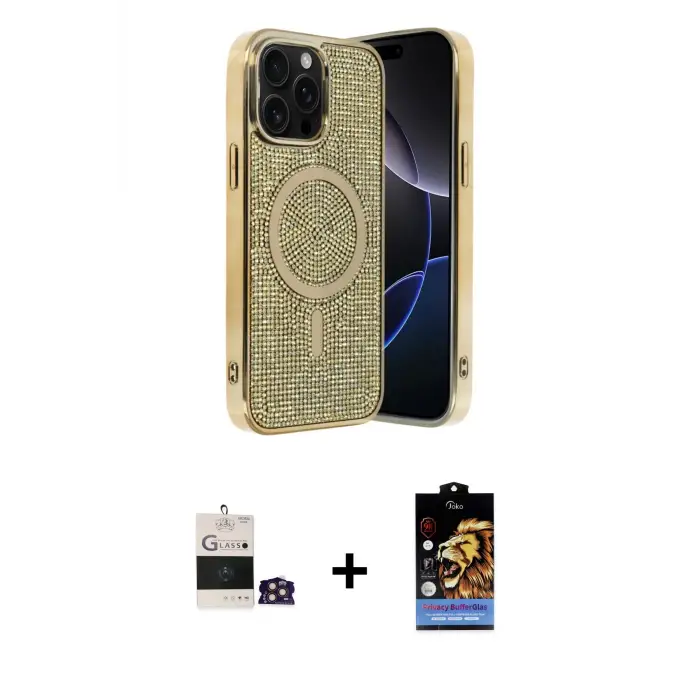 ieg™ iPhone 14 Pro Max Kılıf Eksen Çizgi - Siyah Buffer Hayalet Cam Ekran Koruyucu + Bilvis Titan Kamera Lens - GD
