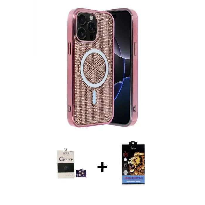 ieg™ iPhone 14 Pro Max Kılıf Eksen Çizgi - Siyah Buffer Hayalet Cam Ekran Koruyucu + Bilvis Titan Kamera Lens - GD