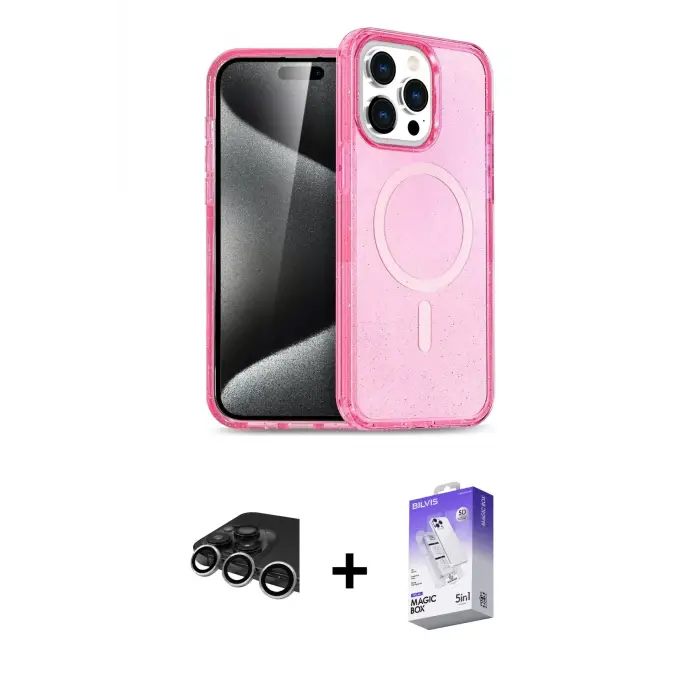 ieg™ iPhone 14 Pro Max Kılıf Eksen Doku Koleksiyonu - Siyah Bilvis 5in1 3D Magic Cam Ekran Koruyucu + Raze Metal Kamera Lens - GS