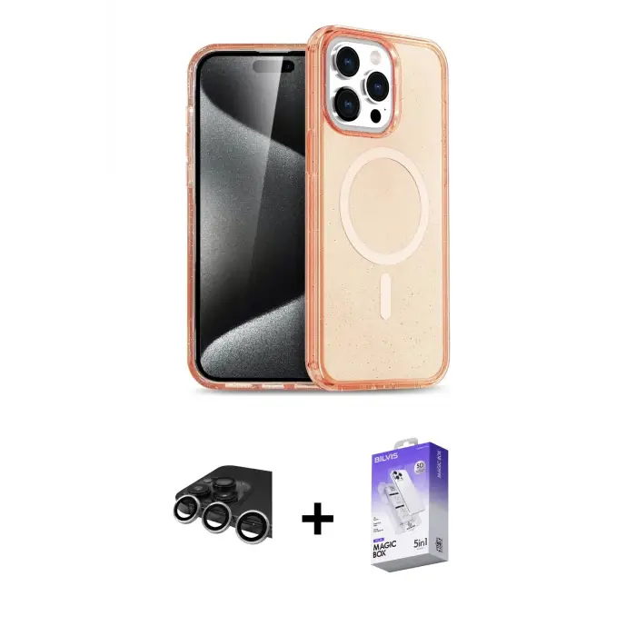 ieg™ iPhone 14 Pro Max Kılıf Eksen Doku Koleksiyonu - Siyah Bilvis 5in1 3D Magic Cam Ekran Koruyucu + Raze Metal Kamera Lens - GS
