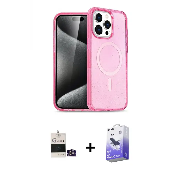 ieg™ iPhone 14 Pro Max Kılıf Eksen Doku Koleksiyonu - Siyah Bilvis 5in1 5D Magic Hayalet Cam Ekran Koruyucu + Bilvis Titan Kamera Lens - GD
