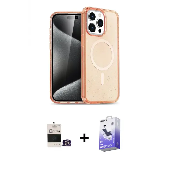 ieg™ iPhone 14 Pro Max Kılıf Eksen Doku Koleksiyonu - Siyah Bilvis 5in1 5D Magic Hayalet Cam Ekran Koruyucu + Bilvis Titan Kamera Lens - GD
