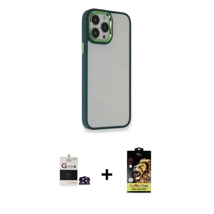 ieg™ iPhone 14 Pro Max Kılıf Eksen Doku Prime - Siyah Buffer Cam Ekran Koruyucu + Bilvis Titan Kamera Lens - DNMR