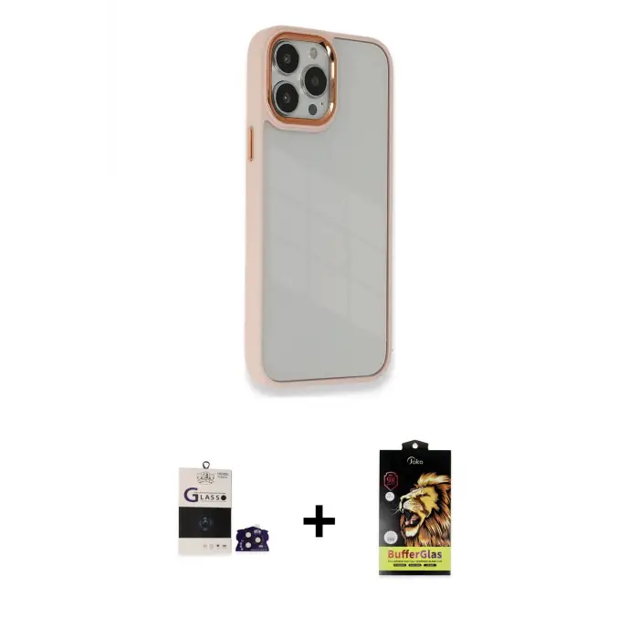 ieg™ iPhone 14 Pro Max Kılıf Eksen Doku Prime - Siyah Buffer Cam Ekran Koruyucu + Bilvis Titan Kamera Lens - DNMR