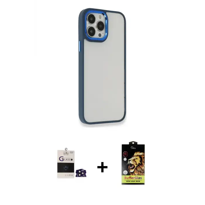 ieg™ iPhone 14 Pro Max Kılıf Eksen Doku Prime - Siyah Buffer Cam Ekran Koruyucu + Bilvis Titan Kamera Lens - DNMR
