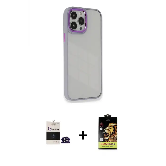 ieg™ iPhone 14 Pro Max Kılıf Eksen Doku Prime - Siyah Buffer Cam Ekran Koruyucu + Bilvis Titan Kamera Lens - DNMR