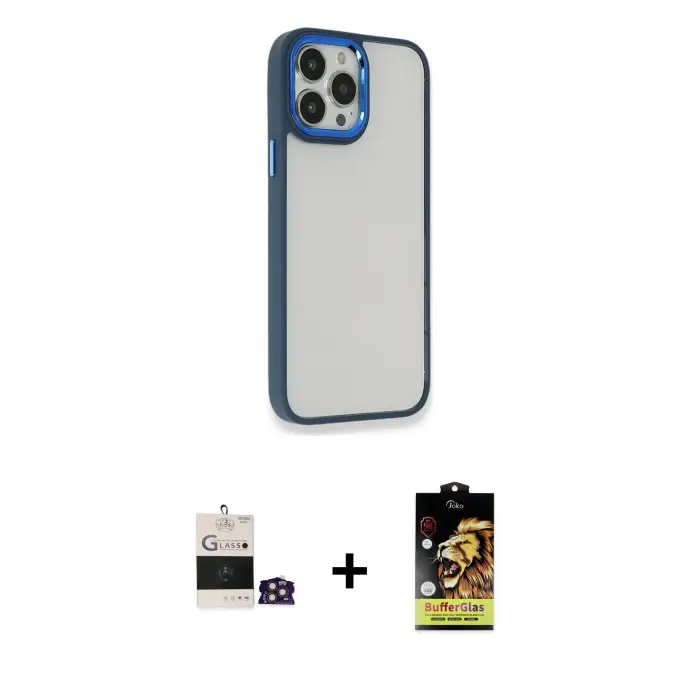 ieg™ iPhone 14 Pro Max Kılıf Eksen Doku Prime - Siyah Buffer Cam Ekran Koruyucu + Bilvis Titan Kamera Lens - GD