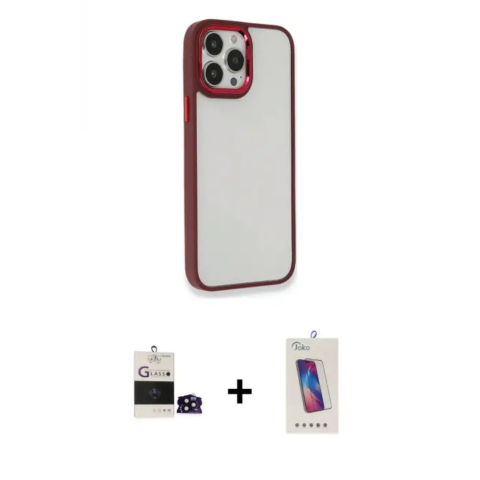 ieg™ iPhone 14 Pro Max Kılıf Eksen Doku Prime - Siyah Joko 5D Cam + Bilvis Titan Kamera Lens - SH
