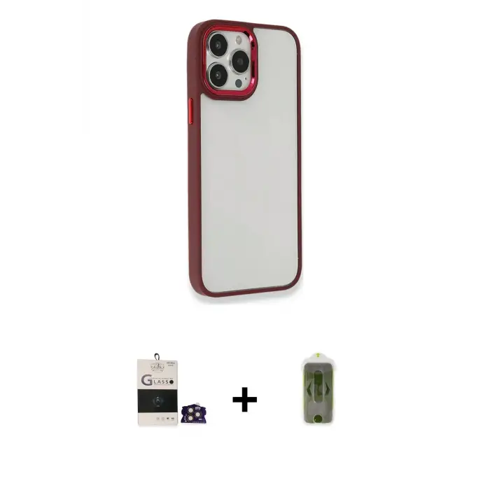 ieg™ iPhone 14 Pro Max Kılıf Eksen Doku Prime - Siyah Joko Magic 5D Hayalet Cam + Bilvis Titan Kamera Lens - GD