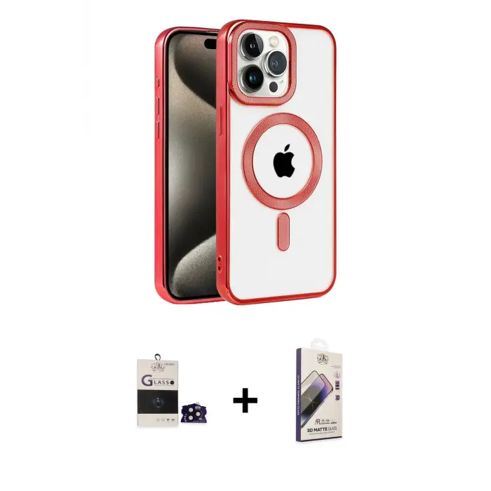 ieg™ iPhone 14 Pro Max Kılıf Eksen Form Koleksiyonu - Siyah Bilvis 3D Mat Cam Ekran Koruyucu + Bilvis Titan Kamera Lens - SH