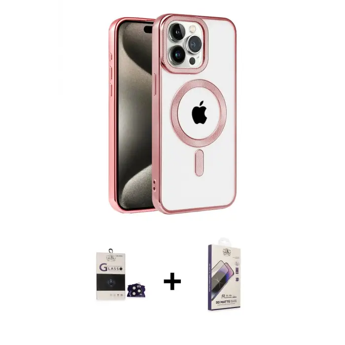 ieg™ iPhone 14 Pro Max Kılıf Eksen Form Koleksiyonu - Siyah Bilvis 3D Mat Cam Ekran Koruyucu + Bilvis Titan Kamera Lens - SH