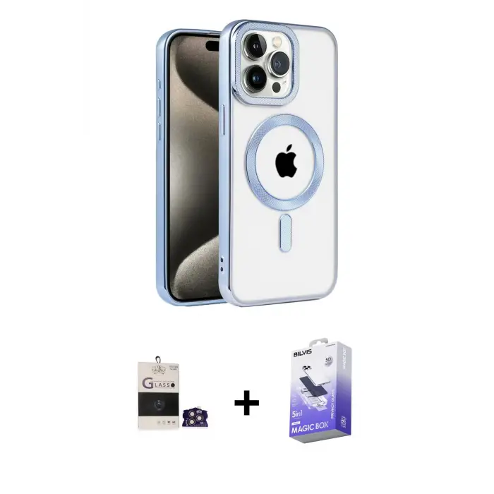 ieg™ iPhone 14 Pro Max Kılıf Eksen Form Koleksiyonu - Siyah Bilvis 5in1 5D Magic Hayalet Cam Ekran Koruyucu + Bilvis Titan Kamera Lens - GS