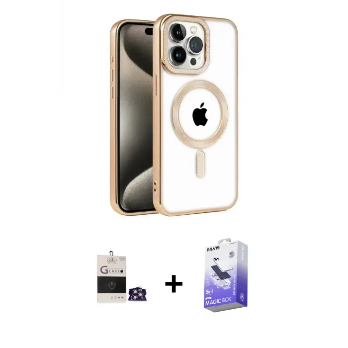 ieg™ iPhone 14 Pro Max Kılıf Eksen Form Koleksiyonu - Siyah Bilvis 5in1 5D Magic Hayalet Cam Ekran Koruyucu + Bilvis Titan Kamera Lens - GS