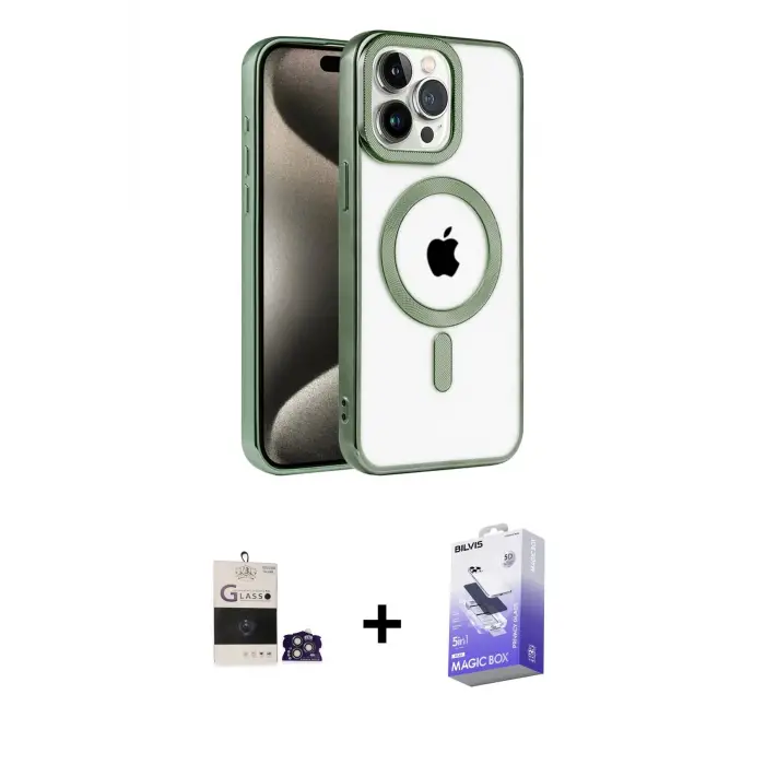 ieg™ iPhone 14 Pro Max Kılıf Eksen Form Koleksiyonu - Siyah Bilvis 5in1 5D Magic Hayalet Cam Ekran Koruyucu + Bilvis Titan Kamera Lens - GS