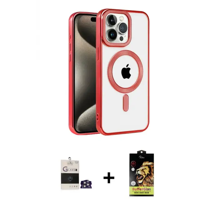 ieg™ iPhone 14 Pro Max Kılıf Eksen Form Koleksiyonu - Siyah Buffer Cam Ekran Koruyucu + Bilvis Titan Kamera Lens - GS