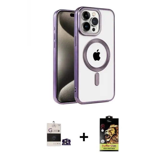 ieg™ iPhone 14 Pro Max Kılıf Eksen Form Koleksiyonu - Siyah Buffer Cam Ekran Koruyucu + Bilvis Titan Kamera Lens - GS