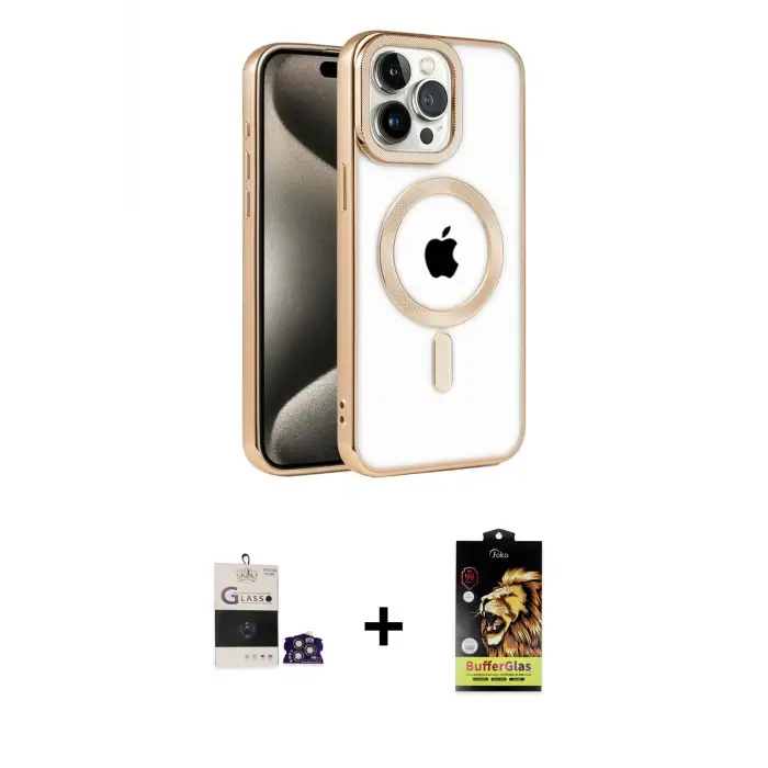 ieg™ iPhone 14 Pro Max Kılıf Eksen Form Koleksiyonu - Siyah Buffer Cam Ekran Koruyucu + Bilvis Titan Kamera Lens - GS