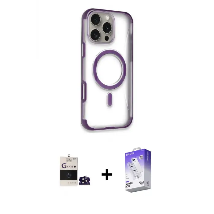 ieg™ iPhone 14 Pro Max Kılıf Eksen Klasik Koleksiyonu - Siyah Bilvis 5in1 3D Magic Cam Ekran Koruyucu + Bilvis Titan Kamera Lens - DNMR