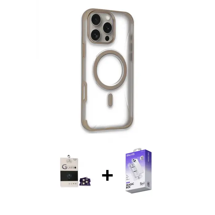 ieg™ iPhone 14 Pro Max Kılıf Eksen Klasik Koleksiyonu - Siyah Bilvis 5in1 3D Magic Cam Ekran Koruyucu + Bilvis Titan Kamera Lens - GD