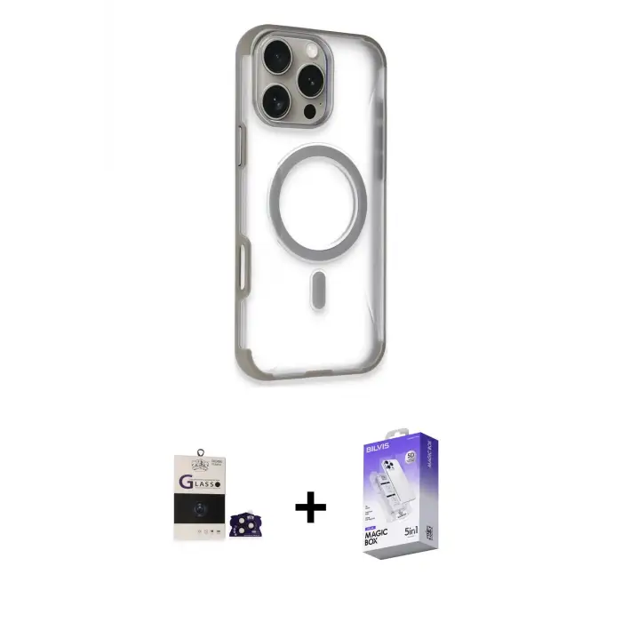 ieg™ iPhone 14 Pro Max Kılıf Eksen Klasik Koleksiyonu - Siyah Bilvis 5in1 3D Magic Cam Ekran Koruyucu + Bilvis Titan Kamera Lens - DNMR
