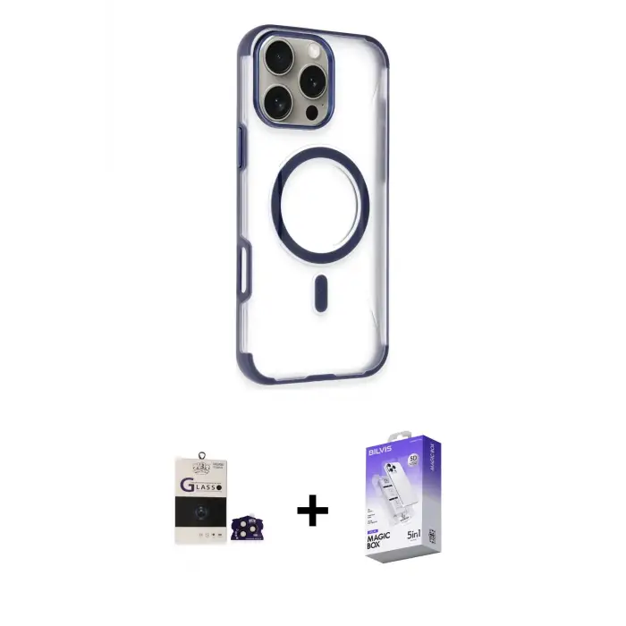 ieg™ iPhone 14 Pro Max Kılıf Eksen Klasik Koleksiyonu - Siyah Bilvis 5in1 3D Magic Cam Ekran Koruyucu + Bilvis Titan Kamera Lens - DNMR