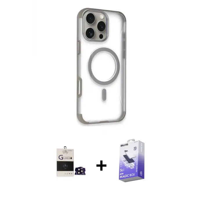ieg™ iPhone 14 Pro Max Kılıf Eksen Klasik Koleksiyonu - Siyah Bilvis 5in1 5D Magic Hayalet Cam Ekran Koruyucu + Bilvis Titan Kamera Lens - SH