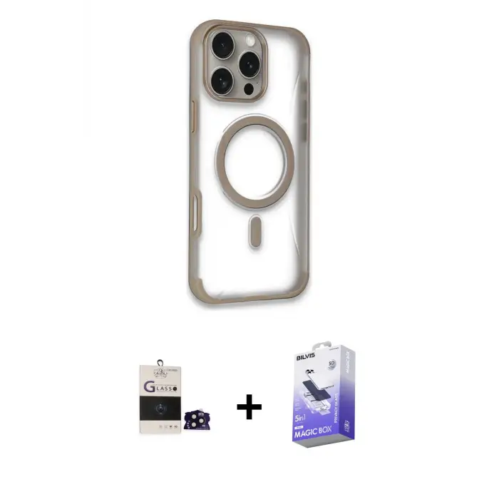 ieg™ iPhone 14 Pro Max Kılıf Eksen Klasik Koleksiyonu - Siyah Bilvis 5in1 5D Magic Hayalet Cam Ekran Koruyucu + Bilvis Titan Kamera Lens - SH