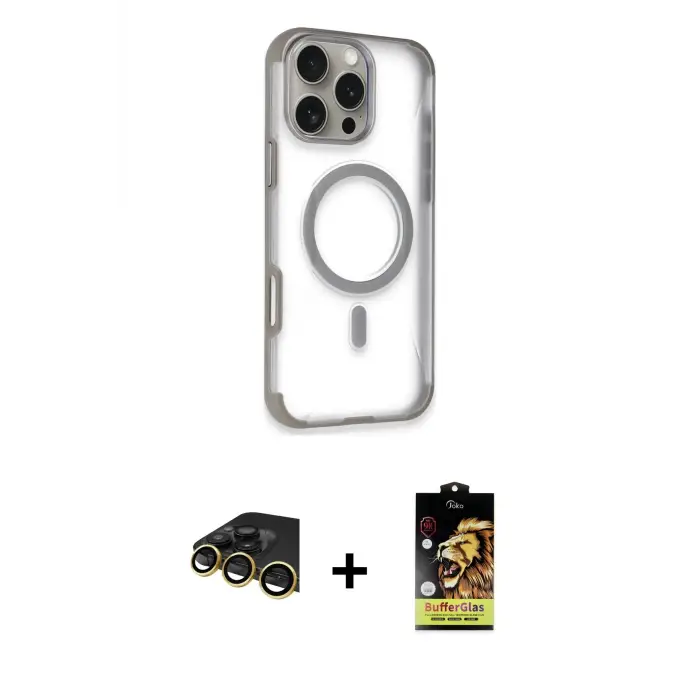 ieg™ iPhone 14 Pro Max Kılıf Eksen Klasik Koleksiyonu - Siyah Buffer Cam Ekran Koruyucu + Raze Metal Kamera Lens - GD