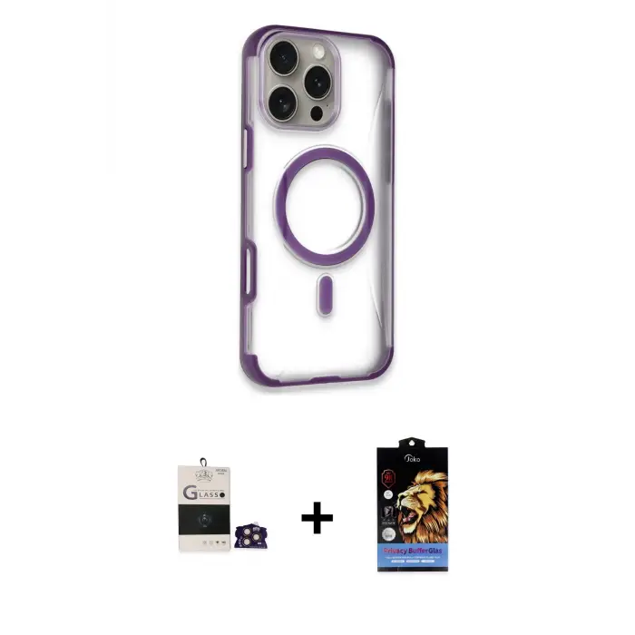 ieg™ iPhone 14 Pro Max Kılıf Eksen Klasik Koleksiyonu - Siyah Buffer Hayalet Cam Ekran Koruyucu + Bilvis Titan Kamera Lens - GD