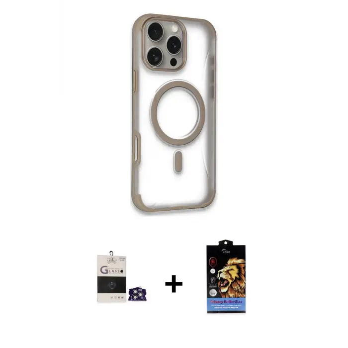 ieg™ iPhone 14 Pro Max Kılıf Eksen Klasik Koleksiyonu - Siyah Buffer Hayalet Cam Ekran Koruyucu + Bilvis Titan Kamera Lens - GS