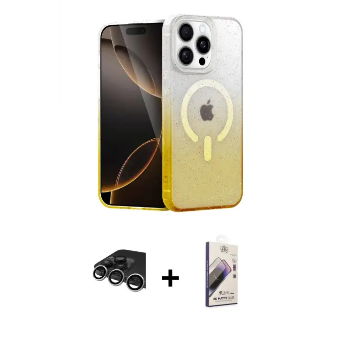 ieg™ iPhone 14 Pro Max Kılıf Eksen Minimal Özel Seri - Siyah Bilvis 3D Mat Cam Ekran Koruyucu + Raze Metal Kamera Lens - GS
