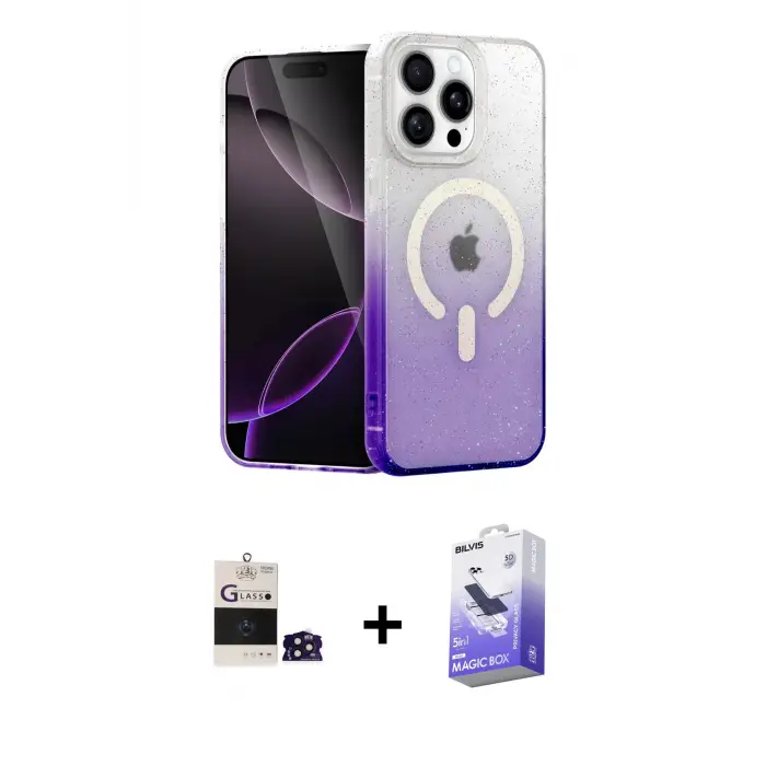 ieg™ iPhone 14 Pro Max Kılıf Eksen Minimal Özel Seri - Siyah Bilvis 5in1 5D Magic Hayalet Cam Ekran Koruyucu + Bilvis Titan Kamera Lens - DNMR