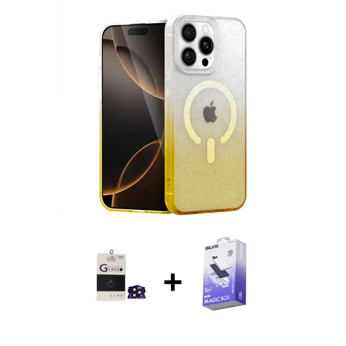 ieg™ iPhone 14 Pro Max Kılıf Eksen Minimal Özel Seri - Siyah Bilvis 5in1 5D Magic Hayalet Cam Ekran Koruyucu + Bilvis Titan Kamera Lens - DNMR