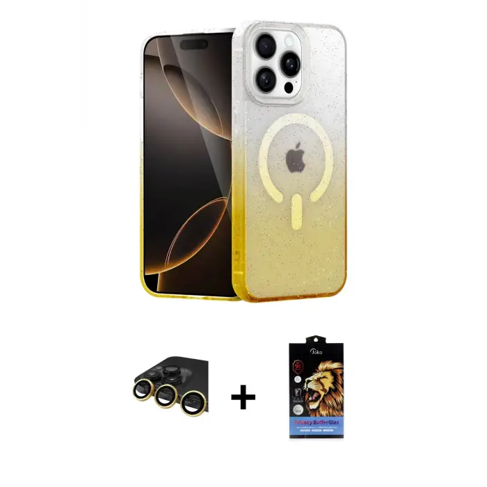 ieg™ iPhone 14 Pro Max Kılıf Eksen Minimal Özel Seri - Siyah Buffer Hayalet Cam Ekran Koruyucu + Raze Metal Kamera Lens - GD
