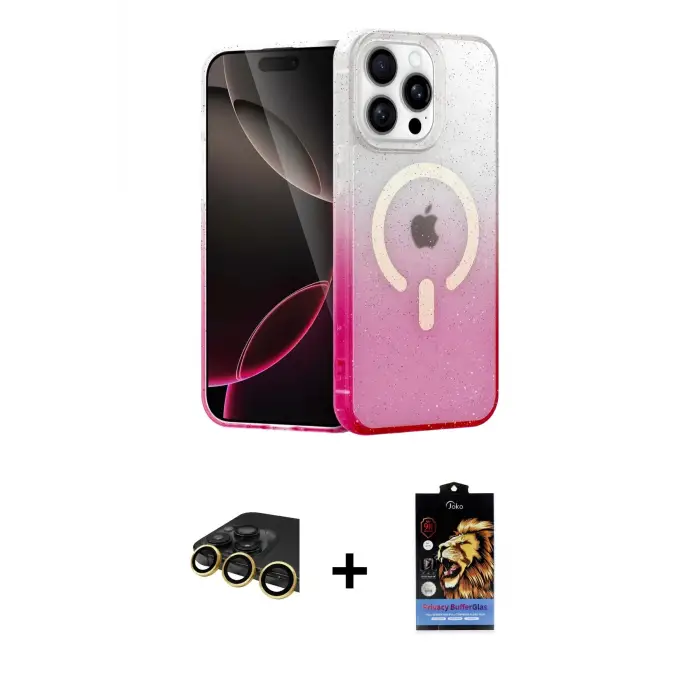 ieg™ iPhone 14 Pro Max Kılıf Eksen Minimal Özel Seri - Siyah Buffer Hayalet Cam Ekran Koruyucu + Raze Metal Kamera Lens - GD