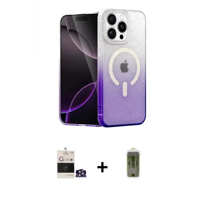 ieg™ iPhone 14 Pro Max Kılıf Eksen Minimal Özel Seri - Siyah Joko Magic 5D Hayalet Cam + Bilvis Titan Kamera Lens - GS