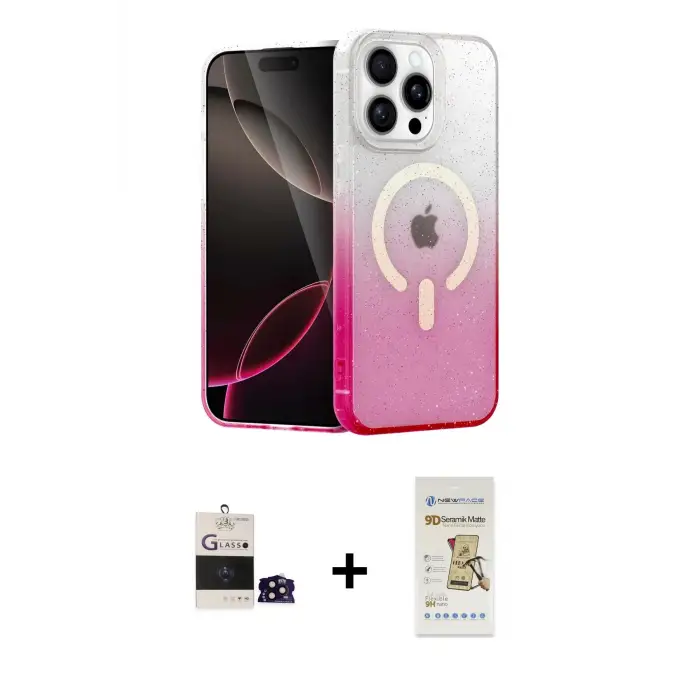 ieg™ iPhone 14 Pro Max Kılıf Eksen Minimal Özel Seri - Siyah Mat Seramik Nano Ekran Koruyucu + Bilvis Titan Kamera Lens - SH