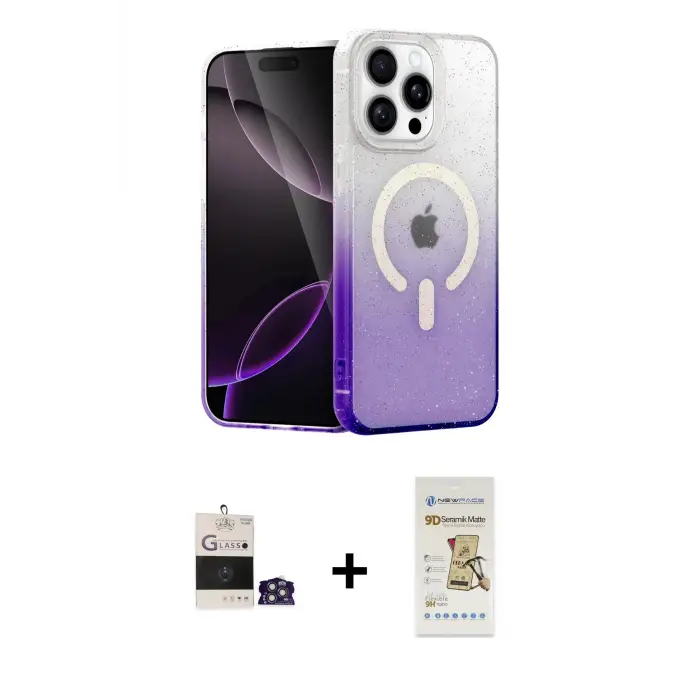 ieg™ iPhone 14 Pro Max Kılıf Eksen Minimal Özel Seri - Siyah Mat Seramik Nano Ekran Koruyucu + Bilvis Titan Kamera Lens - GS