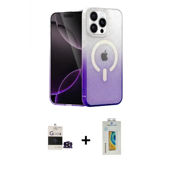 ieg™ iPhone 14 Pro Max Kılıf Eksen Minimal Özel Seri - Siyah Polymer Nano Ekran Koruyucu + Bilvis Titan Kamera Lens - SH